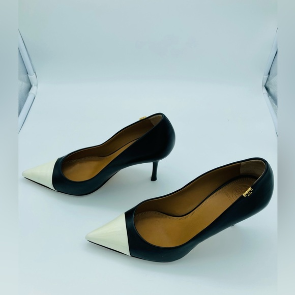 TORY BURCH LEATHER PENELOPE CAP TOE HEELS - Picture 7 of 10